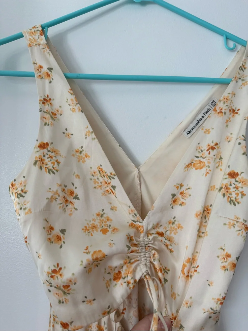 Women's Cream Floral Tie-Front Maxi Dress